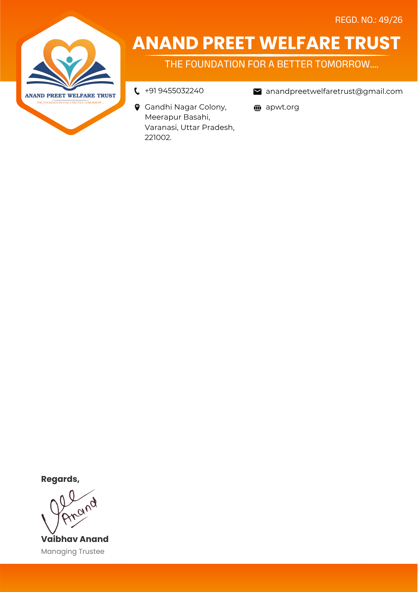 Welcome Letter